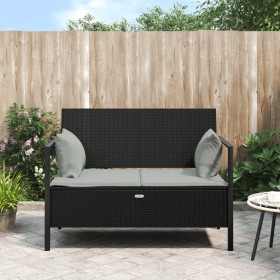 2-seater garden bench with black synthetic rattan cushions by vidaXL, garden benches - Ref: Foro24-364112, Price: 154,32 €, D...