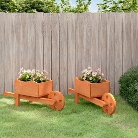 Wheelbarrow-shaped planters, set of 2, made of fir wood, 47x15x19 cm. by vidaXL, Wheelbarrows - Ref: Foro24-364228, Price: 28...