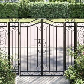 Puerta de jardín de hierro forjado negro 121x8x120 cm de vidaXL, Puertas de jardín - Ref: Foro24-363431, Precio: 119,72 €, De...