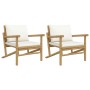 Bamboo garden chairs 2 units with cream white cushions by vidaXL, Modular outdoor sofas - Ref: Foro24-363462, Price: 224,46 €...