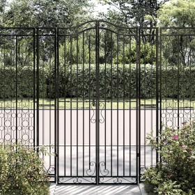 Black wrought iron garden gate 121x8x180 cm by vidaXL, garden gates - Ref: Foro24-363433, Price: 170,19 €, Discount: %