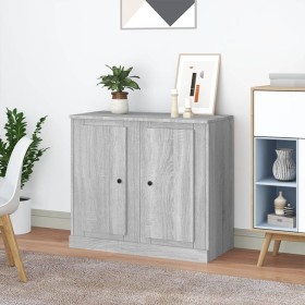 Aparadores 2 uds madera contrachapada gris 37,5x35,5x67,5 cm de vidaXL, Aparadores - Ref: Foro24-816213, Precio: 80,99 €, Des...