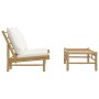 Garden furniture set 2 pieces bamboo and cream white cushions by vidaXL, Modular outdoor sofas - Ref: Foro24-363454, Price: 2...