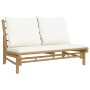 Garden furniture set 2 pieces bamboo and cream white cushions by vidaXL, Modular outdoor sofas - Ref: Foro24-363454, Price: 2...