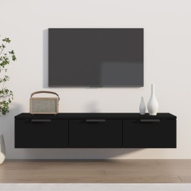 Black plywood wall cabinet 102x30x20 cm by vidaXL, Shelves and shelves - Ref: Foro24-811404, Price: 78,73 €, Discount: %