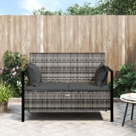 2-seater garden bench with gray synthetic rattan cushions by vidaXL, garden benches - Ref: Foro24-364111, Price: 141,46 €, Di...