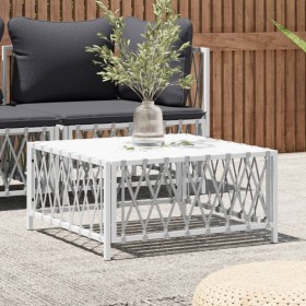 Mesa de jardín tela tejida blanco 70x70x34 cm de vidaXL, Sofás modulares de exterior - Ref: Foro24-364141, Precio: 50,71 €, D...