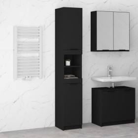 Black plywood bathroom cabinet 32x34x188.5 cm by vidaXL, Lockers and storage cabinets - Ref: Foro24-811323, Price: 115,02 €, ...