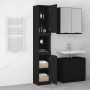 Armario de baño de madera contrachapada negro 32x34x188,5 cm de vidaXL, Taquillas y armarios de almacenamiento - Ref: Foro24-...