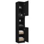 Armario de baño de madera contrachapada negro 32x34x188,5 cm de vidaXL, Taquillas y armarios de almacenamiento - Ref: Foro24-...