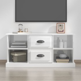 Glossy white plywood TV cabinet 99.5x35.5x48 cm by vidaXL, TV Furniture - Ref: Foro24-816274, Price: 53,99 €, Discount: %