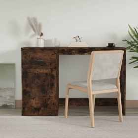 Smoke oak plywood desk and drawer 115x50x75 cm by vidaXL, Desks - Ref: Foro24-816477, Price: 93,15 €, Discount: %