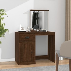 Brown oak plywood mirror dressing table 90x50x132.5 cm by vidaXL, Bedroom Dressers - Ref: Foro24-816767, Price: 93,99 €, Disc...