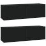 TV wall furniture 2 pcs black plywood 100x30x30 cm by vidaXL, TV Furniture - Ref: Foro24-804545, Price: 107,93 €, Discount: %