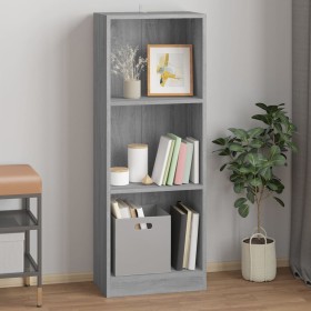 3-level Sonoma gray plywood bookshelf 40x24x109 cm by vidaXL, Bookcases and shelves - Ref: Foro24-819255, Price: 35,86 €, Dis...