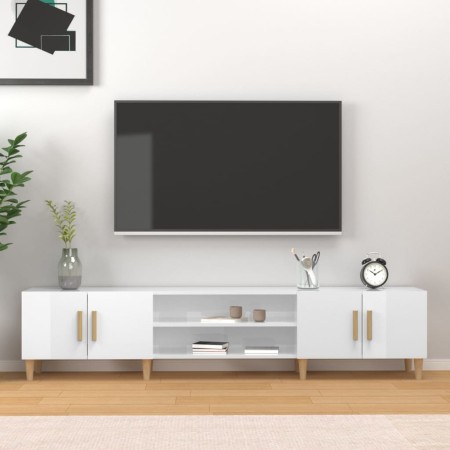 Glossy white plywood TV cabinet 180x31.5x40 cm by vidaXL, TV Furniture - Ref: Foro24-816258, Price: 118,99 €, Discount: %