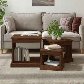 3 brown oak engineered wood coffee tables by vidaXL, Coffee table - Ref: Foro24-816495, Price: 65,78 €, Discount: %