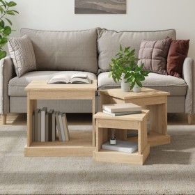 Couchtische, 3 Einheiten, Sonoma-Eiche, Holzwerkstoff von vidaXL, Couchtisch - Ref: Foro24-816491, Preis: 63,99 €, Rabatt: %