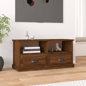 Oak brown plywood TV cabinet 93x35.5x45 cm by vidaXL, TV Furniture - Ref: Foro24-816471, Price: 66,44 €, Discount: %