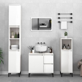 Glossy white plywood bathroom cabinet 30x30x190 cm by vidaXL, Bathroom furniture - Ref: Foro24-819798, Price: 100,02 €, Disco...