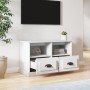 TV stand made of white plywood wood 80x35x50 cm by vidaXL, TV Furniture - Ref: Foro24-816280, Price: 45,42 €, Discount: %