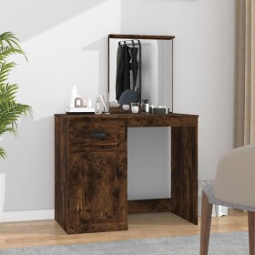 Dressing table and mirror smoke oak plywood 90x50x132.5 cm by vidaXL, Bedroom Dressers - Ref: Foro24-816765, Price: 87,06 €, ...