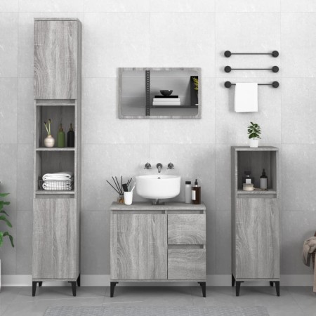 Armario de baño madera contrachapada gris Sonoma 65x33x60 cm de vidaXL, Muebles de baño - Ref: Foro24-819834, Precio: 77,91 €...