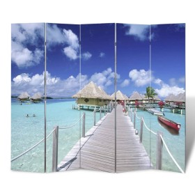 Folding screen divider 200x170 cm beach by vidaXL, Room dividers - Ref: Foro24-240478, Price: 124,99 €, Discount: %