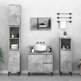 Armario de baño madera contrachapada gris hormigón 65x33x60 cm de vidaXL, Muebles de baño - Ref: Foro24-819832, Precio: 69,99...