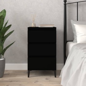 Mesita de noche madera contrachapada negro 40x35x70 cm de vidaXL, Mesitas de noche - Ref: Foro24-819669, Precio: 58,30 €, Des...