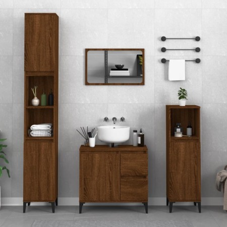 Armario de baño madera contrachapada marrón roble 30x30x100 cm de vidaXL, Muebles de baño - Ref: Foro24-819819, Precio: 59,99...