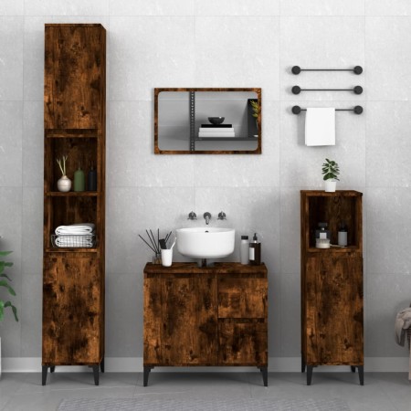 Smoked oak plywood bathroom cabinet 30x30x190 cm by vidaXL, Bathroom furniture - Ref: Foro24-819801, Price: 88,50 €, Discount: %