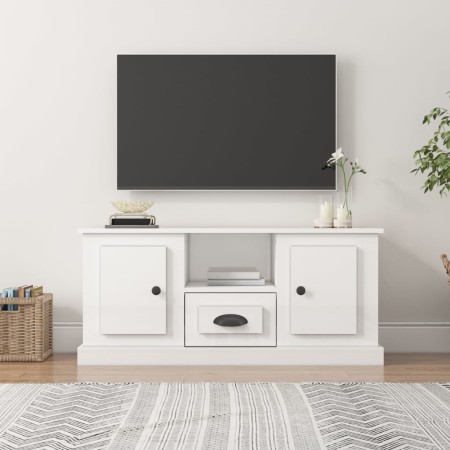 Mueble de TV madera contrachapada blanco brillo 100x35,5x45 cm de vidaXL, Muebles TV - Ref: Foro24-816458, Precio: 69,70 €, D...