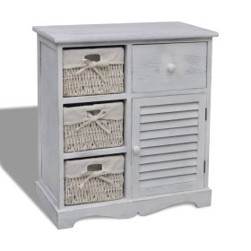 Wardrobe with 3 woven baskets on the left white wood by vidaXL, Lockers and storage cabinets - Ref: Foro24-240794, Price: 143...