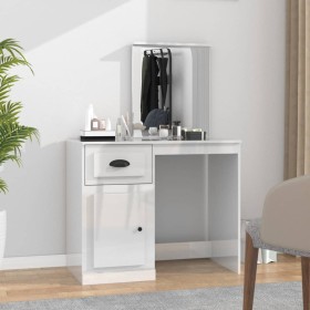 Glossy white plywood mirror dressing table 90x50x132.5cm by vidaXL, Bedroom Dressers - Ref: Foro24-816762, Price: 94,99 €, Di...