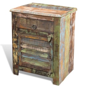 Side table with 1 drawer and 1 recycled wood door by vidaXL, Nightstands - Ref: Foro24-240950, Price: 135,25 €, Discount: %