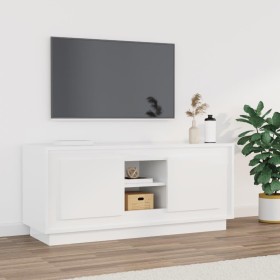 Glossy white plywood TV cabinet 102x35x45 cm by vidaXL, TV Furniture - Ref: Foro24-819862, Price: 64,75 €, Discount: %