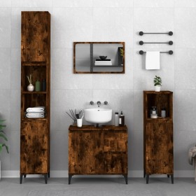 Armario de baño madera contrachapada roble ahumado 30x30x100 cm de vidaXL, Muebles de baño - Ref: Foro24-819817, Precio: 60,2...