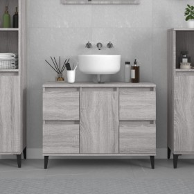 Armario de lavabo madera contrachapada gris Sonoma 80x33x60 cm de vidaXL, Tocadores de baño - Ref: Foro24-821282, Precio: 92,...