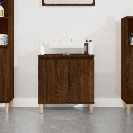 Armario de lavabo madera contrachapada roble marrón 58x33x60 cm de vidaXL, Tocadores de baño - Ref: Foro24-821259, Precio: 49...