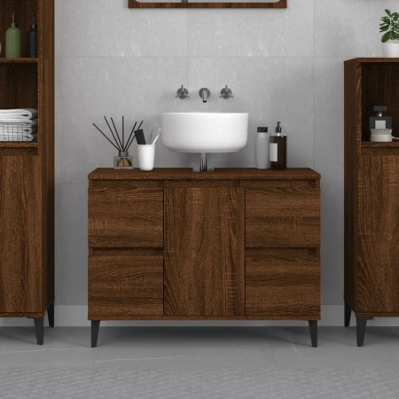 Brown oak plywood washbasin cabinet 80x33x60 cm by vidaXL, bathroom vanities - Ref: Foro24-821283, Price: 92,03 €, Discount: %