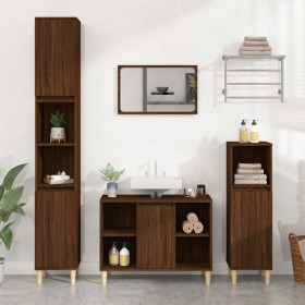 Brown oak plywood washbasin cabinet 80x33x60 cm by vidaXL, bathroom vanities - Ref: Foro24-821291, Price: 58,24 €, Discount: %