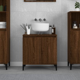 Armario de lavabo madera contrachapada roble marrón 58x33x60 cm de vidaXL, Tocadores de baño - Ref: Foro24-821267, Precio: 58...