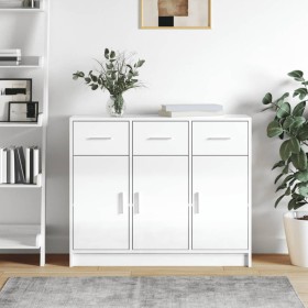 Glossy white engineered wood sideboard 91x28x75 cm by vidaXL, Sideboards - Ref: Foro24-823010, Price: 128,78 €, Discount: %