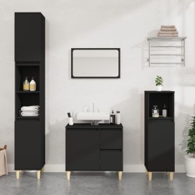 Armario de baño madera contrachapada negro 30x30x100 cm de vidaXL, Muebles de baño - Ref: Foro24-819805, Precio: 67,99 €, Des...