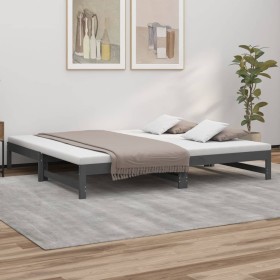 Removable sofa bed solid gray pine wood 2x(80x200) cm by vidaXL, Beds and slatted bases - Ref: Foro24-823411, Price: 177,42 €...