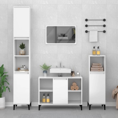 Glossy white plywood sink cabinet 80x33x60cm by vidaXL, bathroom vanities - Ref: Foro24-821294, Price: 64,99 €, Discount: %