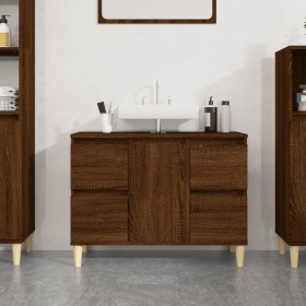 Brown oak plywood washbasin cabinet 80x33x60 cm by vidaXL, bathroom vanities - Ref: Foro24-821275, Price: 87,39 €, Discount: %