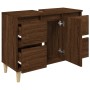 Armario de lavabo madera contrachapada roble marrón 80x33x60 cm de vidaXL, Tocadores de baño - Ref: Foro24-821275, Precio: 87...