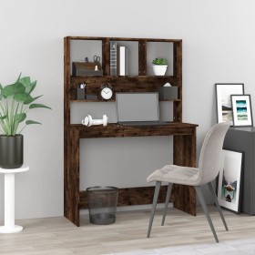 Smoked oak plywood shelf desk 102x45x148cm by vidaXL, Desks - Ref: Foro24-823005, Price: 78,73 €, Discount: %